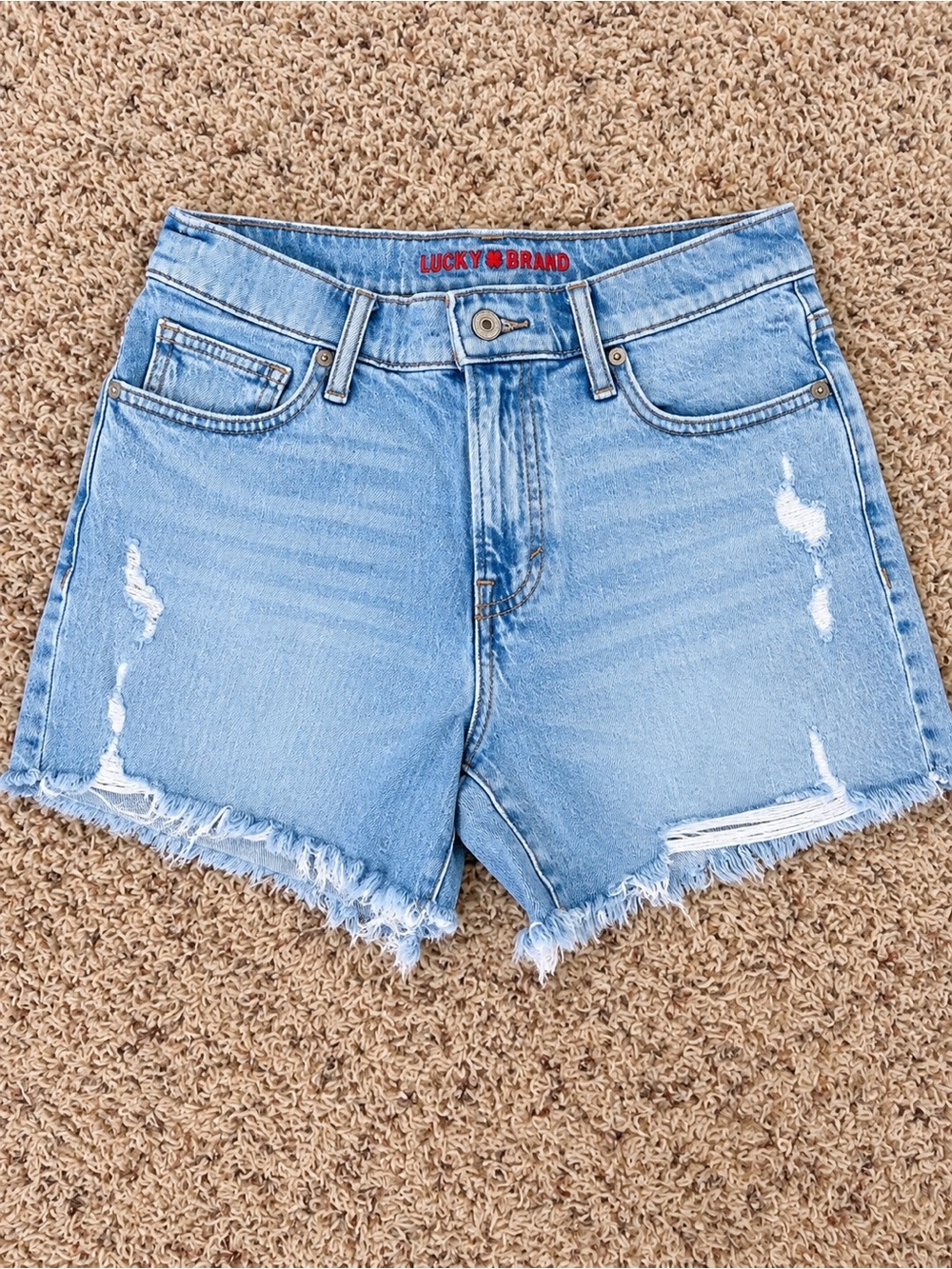 Lucky Brand Light Wash Distressed Frayed Cutoff Denim Shorts